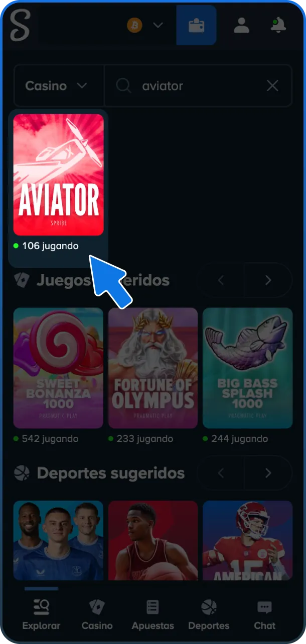 Busca el popular juego Stake Aviator en la plataforma oficial de Stake.