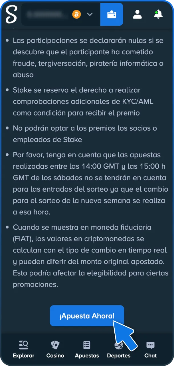 Activa y usa el código promocional ahora en Stake.