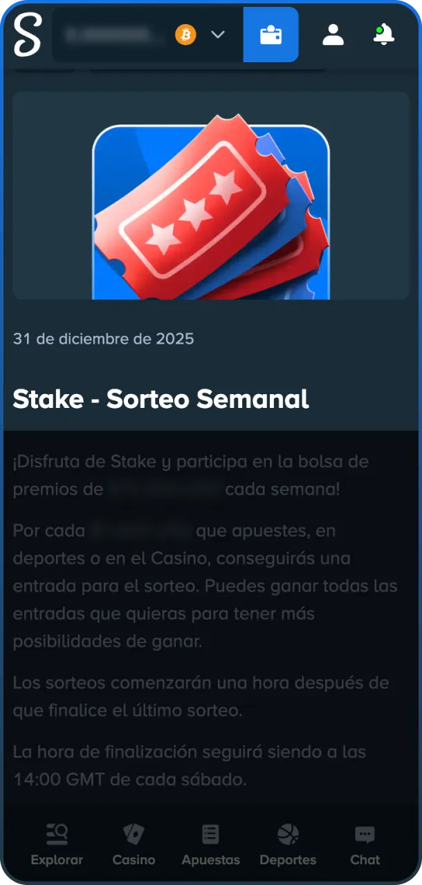 Tus ganancias con bonos en Stake Casino.