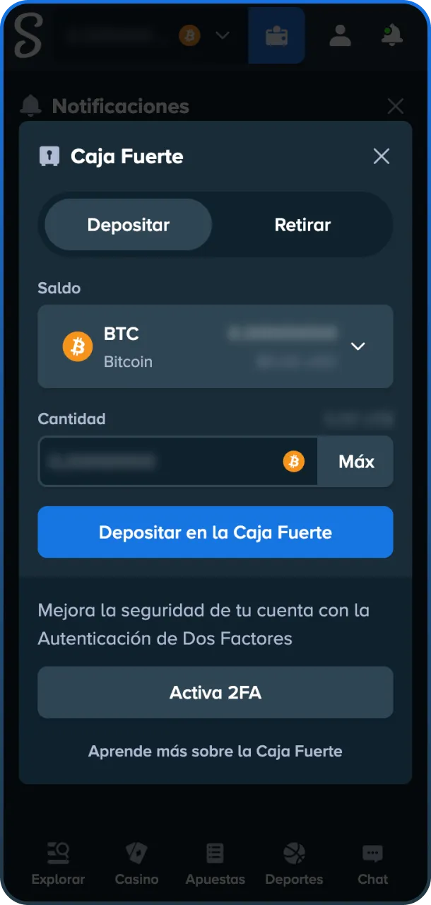 Realice un depósito y reclame su bono en Stake Casino.
