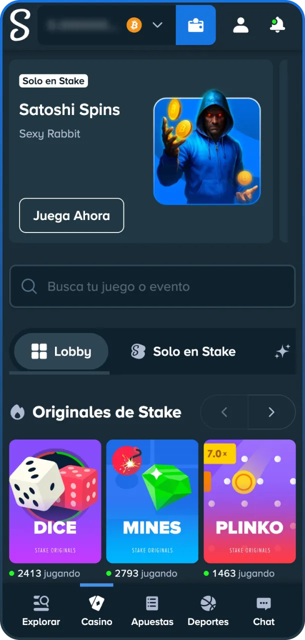 Juega desde web o app y disfruta de la libertad en Stake casino.