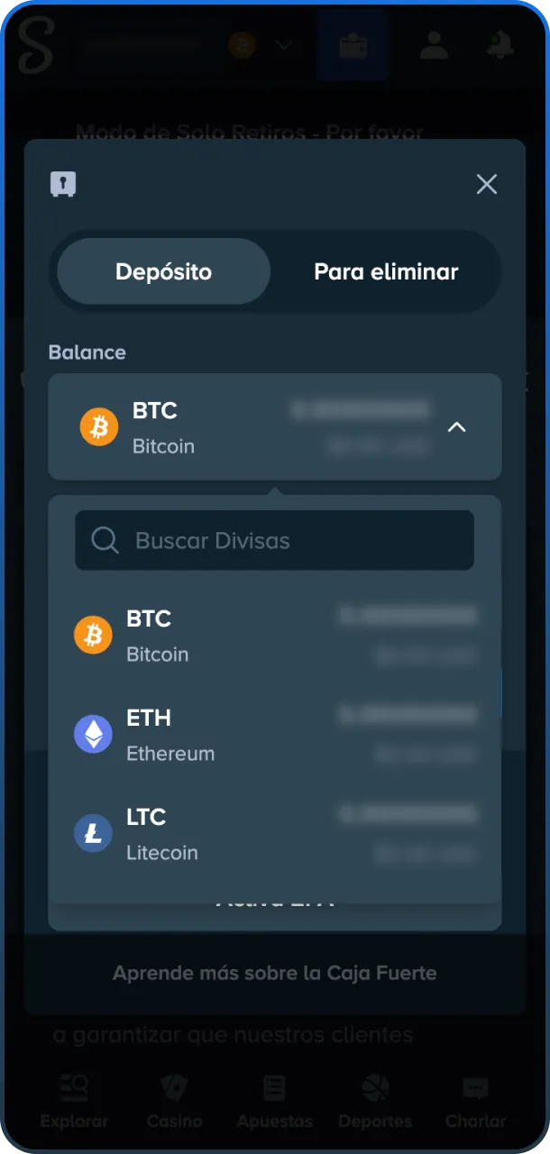 Elige tu método de depósito y prueba suerte en Stake.