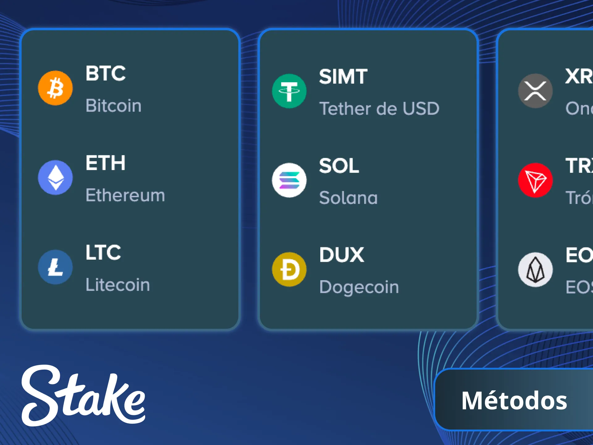 Cualquier método de depósito para su juego Stake.