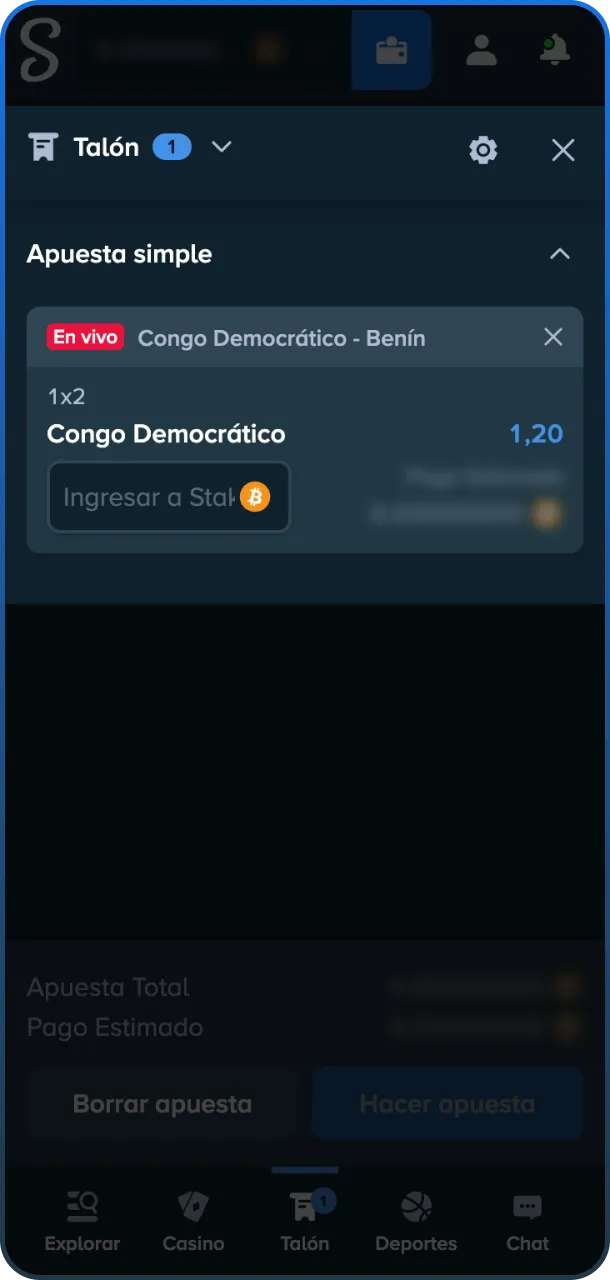 Realiza una apuesta de fútbol a tu equipo favorito en Stake.