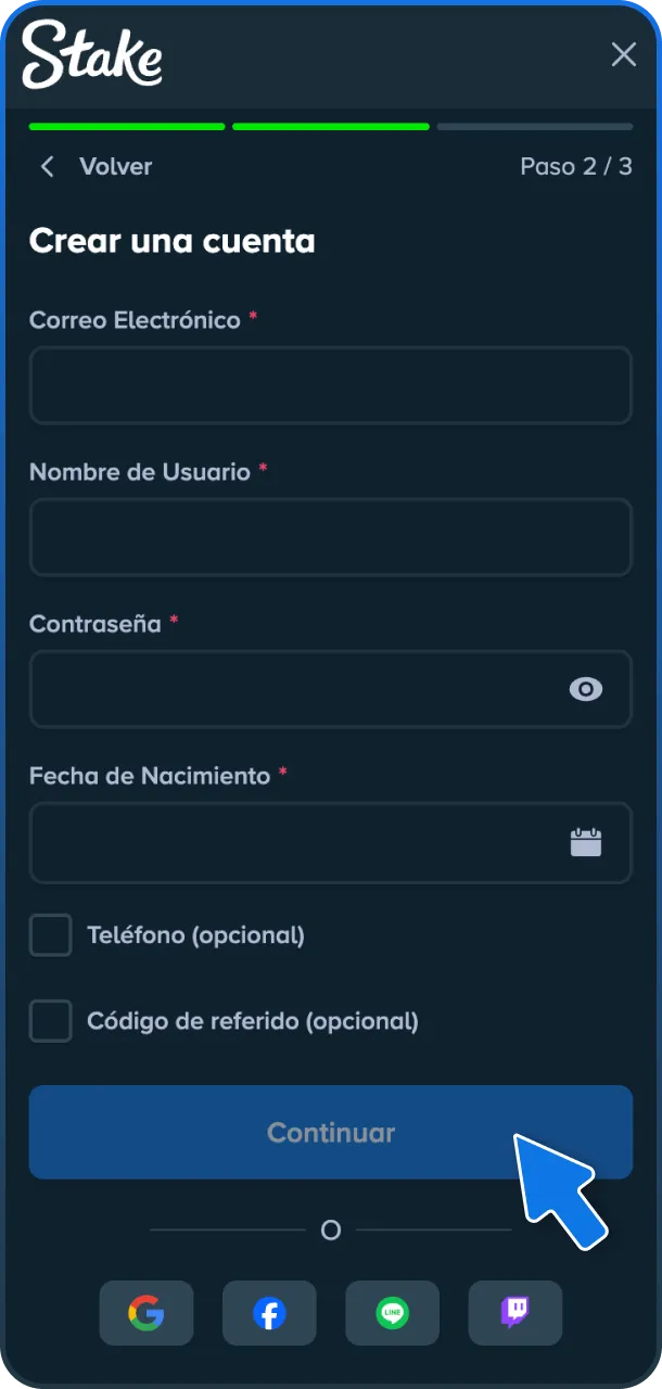 Regístrate y realiza tu apuesta ganadora en Stake.