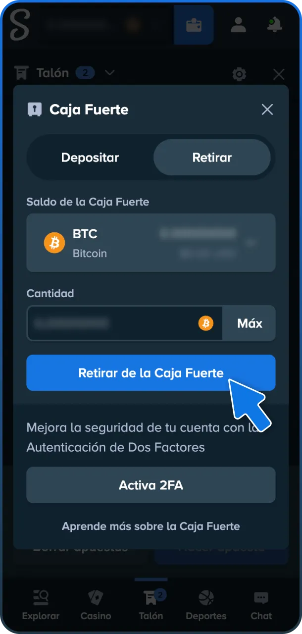 Retire sus ganancias de Stake rápidamente.