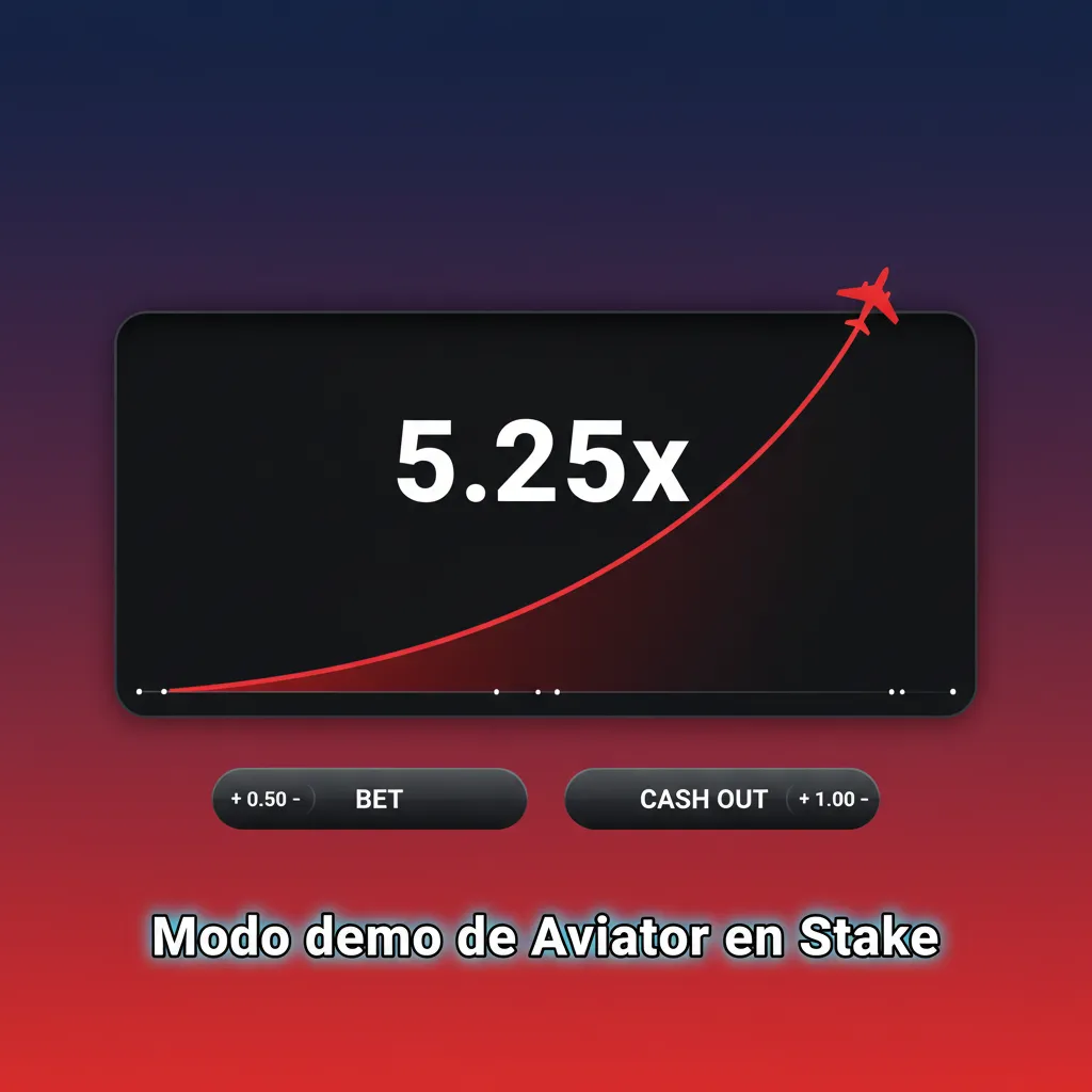 Interfaz del modo demo de Aviator en Stake con gráfico de multiplicadores, saldo virtual y opciones Auto Bet y Auto Cashout