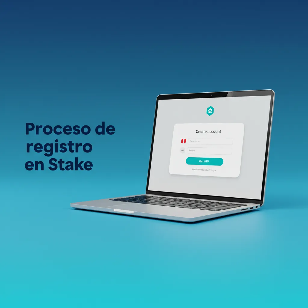 Pantalla de registro de Stake: botón Registrarse, Email/Google/Apple, verificación de correo, +18 y bono de bienvenida.