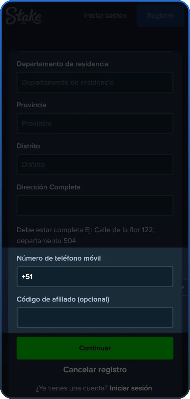 Regístrate en la aplicación y prueba suerte en Stake.