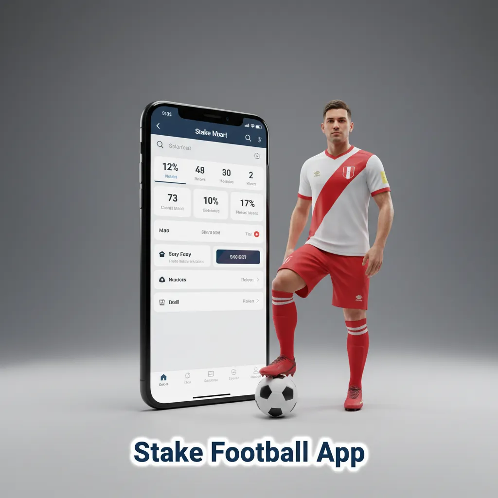 Pantalla de la app de apuestas de fútbol de Stake en teléfono, con apuestas en vivo y prepartido, cupón y notificaciones.
