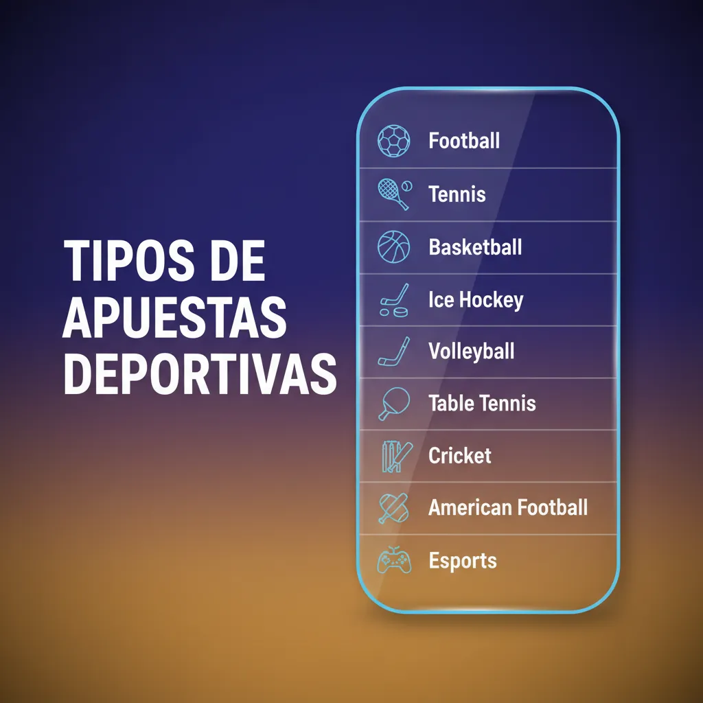Infografía sobre tipos de apuestas deportivas: fútbol, tenis, vóley, MMA y básquet con mercados en vivo y prepartido.