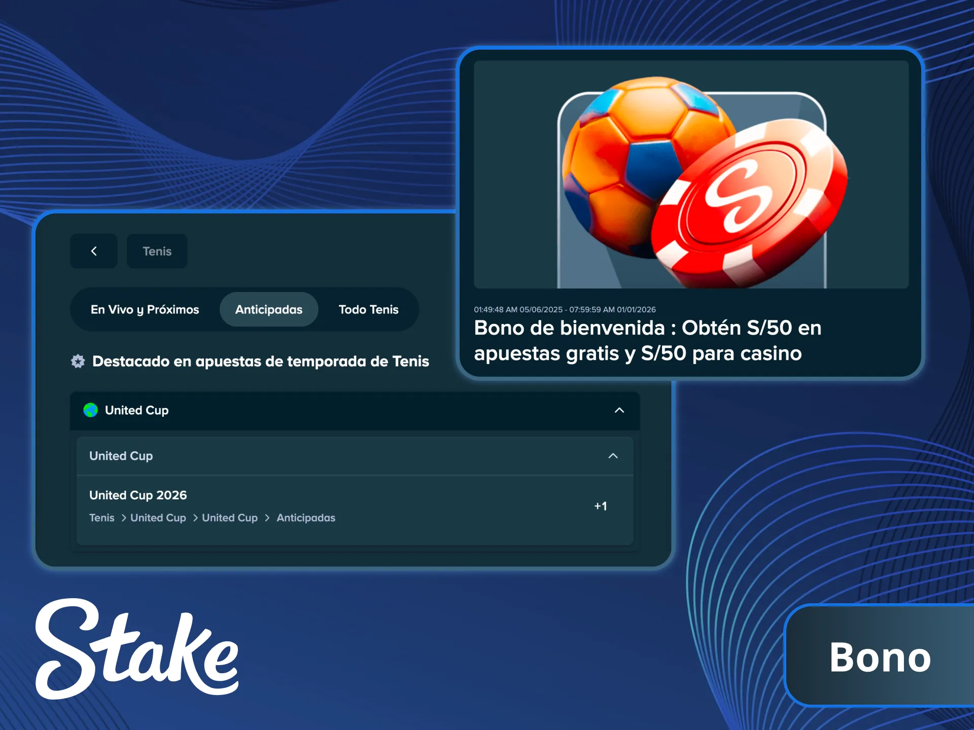 Bono para tu primera apuesta de tenis en Stake.