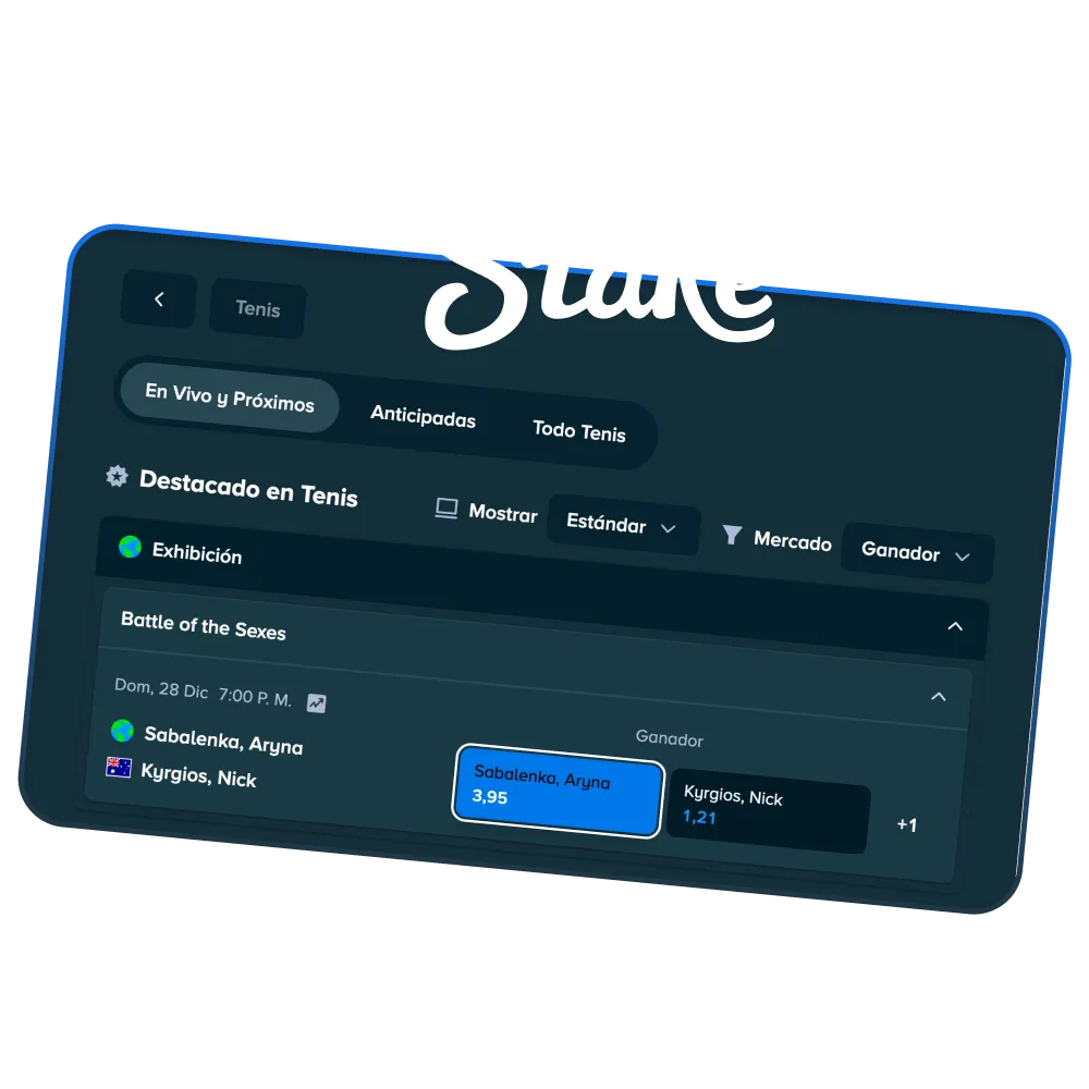 Haz tu apuesta de tenis en Stake ahora.