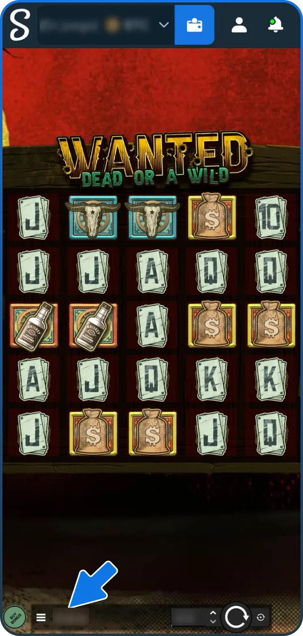 Ajusta tu Apuesta antes de girar los rodillos en Stake tragamonedas.