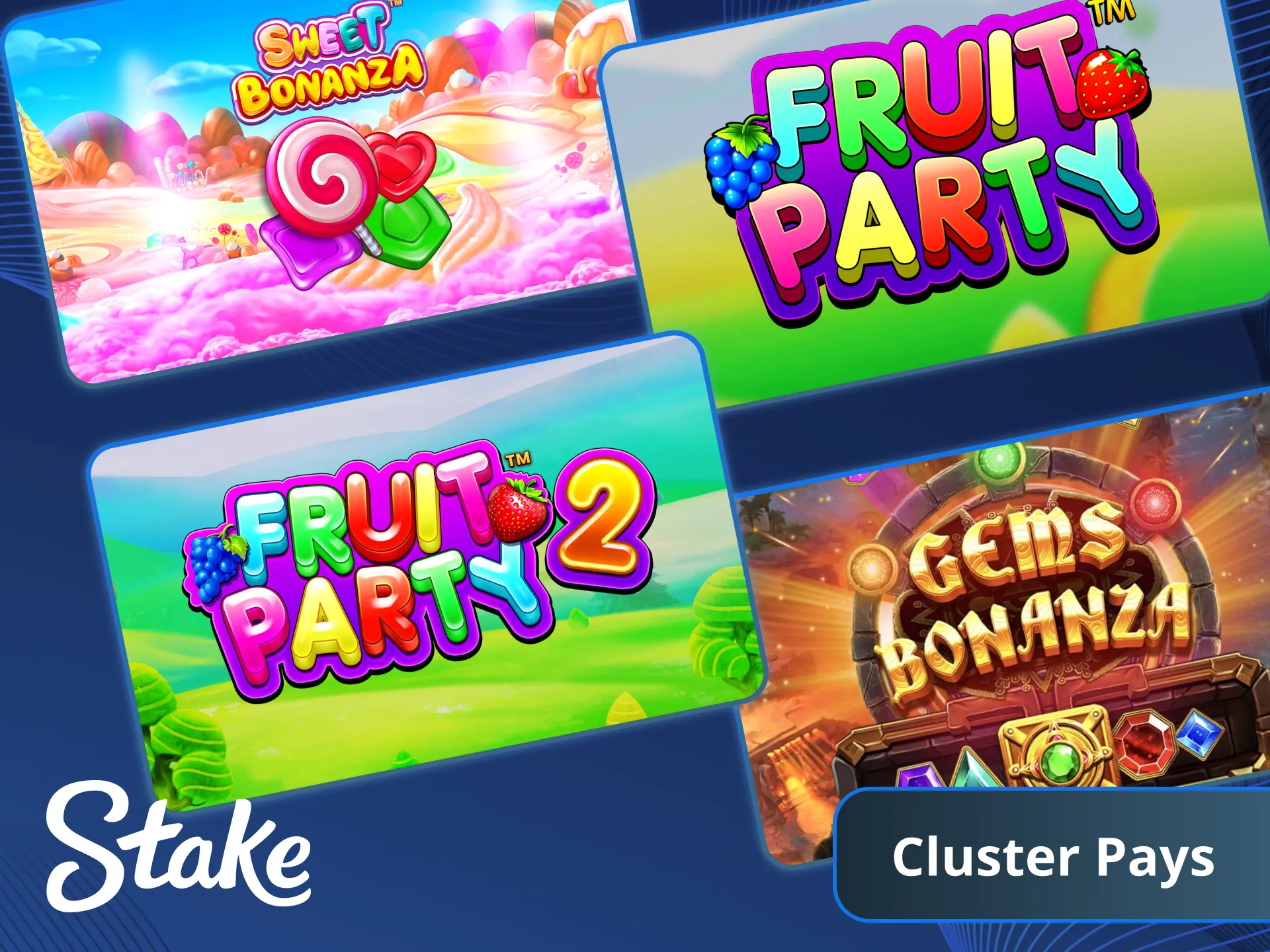 Prueba suerte en las tragamonedas Cluster Pays y acumula ganancias en Stake.