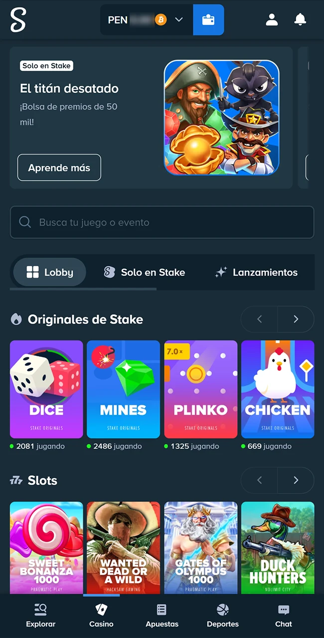 Jugá a los mejores slots online en el sitio oficial Stake Perú.