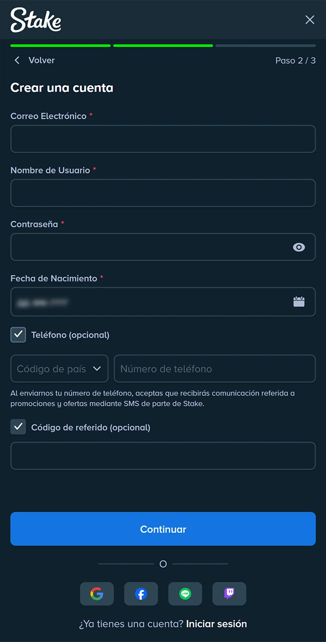Completá tu registro de cuenta nueva en el sitio oficial Stake ahora.